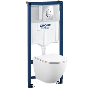Комплект инсталляция и унитаз подвесной безободковый Grohe Rapid SL GH, белый (39187001) Комплект инсталляция и унитаз подвесной безободковый Grohe Rapid SL GH, белый (39187001)