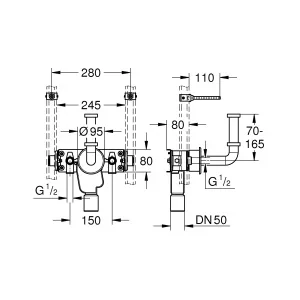 Монтажная планка для раковины с сифоном GROHE Rapid Pro (39034000) Монтажная планка для раковины с сифоном GROHE Rapid Pro (39034000)