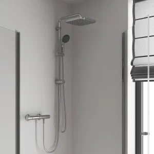 Душевая система Flex наружного монтажа с переключателем, GROHE QuickFix Vitalio Start System 250 Cube, хром, (26698000) Душевая система Flex наружного монтажа с переключателем, GROHE QuickFix Vitalio Start System 250 Cube, хром, (26698000)