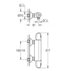 Термостат для душа, GROHE Grohtherm 1000 New, хром, (34143003) Термостат для душа, GROHE Grohtherm 1000 New, хром, (34143003)