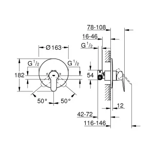 Смеситель для душа GROHE Start Edge (внешняя и встраиваемая части), хром (29082000) Смеситель для душа GROHE Start Edge (внешняя и встраиваемая части), хром (29082000)