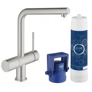 Комплект со смесителем для кухни GROHE Blue Minta New Pure (фильтрация, L-излив), суперсталь (31345DC2)
