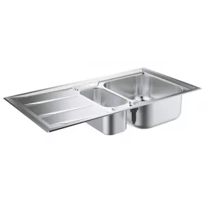 Мойка GROHE из нержавеющей стали с корзинчатым вентилем, оборачиваемая, 1,5 чаши, K400+ 60 -S 98,3/51,3 1.5 (31569SD0) Мойка GROHE из нержавеющей стали с корзинчатым вентилем, оборачиваемая, 1,5 чаши, K400+ 60 -S 98,3/51,3 1.5 (31569SD0)
