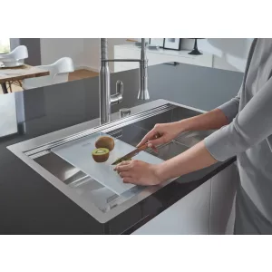 Мойка GROHE из нержавеющей стали с корзинчатым вентилем, расположение основной чаши слева, K1000 80-S 116/52 1.0 (31581SD0) Мойка GROHE из нержавеющей стали с корзинчатым вентилем, расположение основной чаши слева, K1000 80-S 116/52 1.0 (31581SD0)