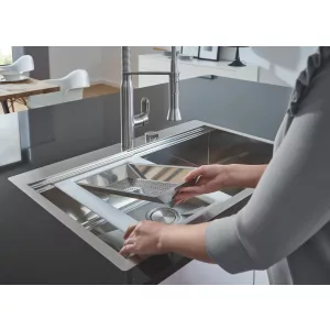 Мойка GROHE из нержавеющей стали с корзинчатым вентилем, расположение основной чаши слева, K1000 80-S 116/52 1.0 (31581SD0) Мойка GROHE из нержавеющей стали с корзинчатым вентилем, расположение основной чаши слева, K1000 80-S 116/52 1.0 (31581SD0)