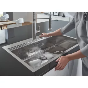 Мойка GROHE из нержавеющей стали с корзинчатым вентилем, расположение основной чаши слева, K1000 80-S 116/52 1.0 (31581SD0) Мойка GROHE из нержавеющей стали с корзинчатым вентилем, расположение основной чаши слева, K1000 80-S 116/52 1.0 (31581SD0)