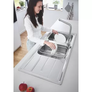 Мойка GROHE из нержавеющей стали с корзинчатым вентилем, оборачиваемая, 2 чаши, K500 80 -S 116/50 2.0 (31588SD0) Мойка GROHE из нержавеющей стали с корзинчатым вентилем, оборачиваемая, 2 чаши, K500 80 -S 116/50 2.0 (31588SD0)