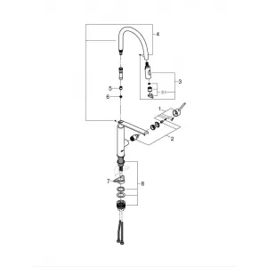 Профессиональный смеситель для кухни GROHE Feel, DN-15, хром (31489000) Профессиональный смеситель для кухни GROHE Feel, DN-15, хром (31489000)