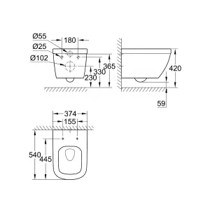 Унитаз подвесной безободковый GROHE Euro Ceramic с сиденьем с микролифтом (NW0011-1) Унитаз подвесной безободковый GROHE Euro Ceramic с сиденьем с микролифтом (NW0011-1)