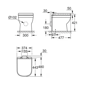Унитаз напольный безободковый GROHE Euro Ceramic с бачком и сиденьем с микролифтом (NW0059) Унитаз напольный безободковый GROHE Euro Ceramic с бачком и сиденьем с микролифтом (NW0059)