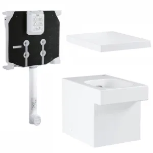 Унитаз напольный безободковый GROHE Cube Ceramic с бачком и сиденьем с микролифтом (NW0065-1) Унитаз напольный безободковый GROHE Cube Ceramic с бачком и сиденьем с микролифтом (NW0065-1)