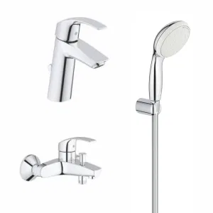 Готовый набор для ванной, GROHE Eurosmart, смесители для ванны и раковины, душевой набор, хром, (124470) Готовый набор для ванной, GROHE Eurosmart, смесители для ванны и раковины, душевой набор, хром, (124470)