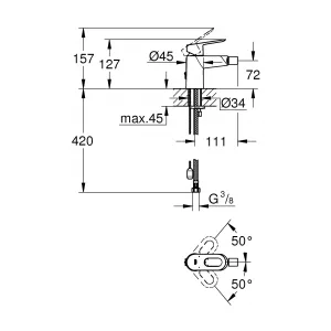 Смеситель для биде GROHE Start Loop с цепочкой, хром (23353000) Смеситель для биде GROHE Start Loop с цепочкой, хром (23353000)