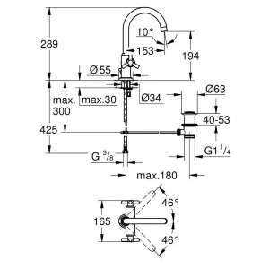 Смеситель для раковины GROHE Atrio Ypsilon с донным клапаном, хром (21019000) Смеситель для раковины GROHE Atrio Ypsilon с донным клапаном, хром (21019000)
