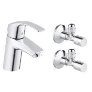 Смеситель однорычажный для раковины с угловыми вентилями, GROHE Eurosmart New, хром, (23588000)