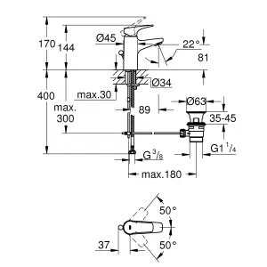 Смеситель для раковины GROHE BauFlow однорычажный, хром (23801000) Смеситель для раковины GROHE BauFlow однорычажный, хром (23801000)