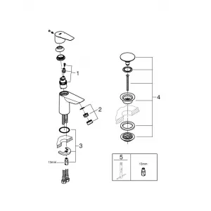 Смеситель для раковины однорычажный GROHE QuickFix Start Edge с нажимным донным клапаном, S-Size, хром, (23898001) Смеситель для раковины однорычажный GROHE QuickFix Start Edge с нажимным донным клапаном, S-Size, хром, (23898001)