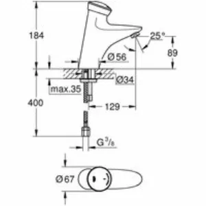 Кран для раковины GROHE Eurodisc SE автоматический, без функции смешивания, хром (36249000) Кран для раковины GROHE Eurodisc SE автоматический, без функции смешивания, хром (36249000)