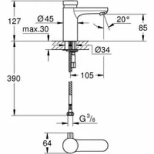 Смеситель для раковины GROHE Eurosmart Cosmopolitan T автоматический, хром (36317000) Смеситель для раковины GROHE Eurosmart Cosmopolitan T автоматический, хром (36317000)