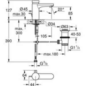 Смеситель для раковины GROHE Eurosmart Cosmopolitan T автоматический, хром (36318000) Смеситель для раковины GROHE Eurosmart Cosmopolitan T автоматический, хром (36318000)