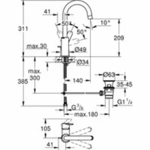 Смеситель для раковины GROHE BauEdge, L-size, хром (23760000) Смеситель для раковины GROHE BauEdge, L-size, хром (23760000)