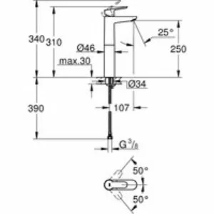 Смеситель для раковины GROHE BauEdge, XL-size, хром (23761000) Смеситель для раковины GROHE BauEdge, XL-size, хром (23761000)