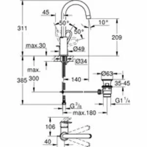 Смеситель для раковины GROHE BauLoop, L-size, хром (23763000) Смеситель для раковины GROHE BauLoop, L-size, хром (23763000)