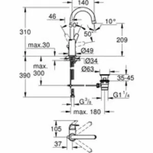 Смеситель для раковины GROHE BauFlow, L-size, хром (23753000) Смеситель для раковины GROHE BauFlow, L-size, хром (23753000)