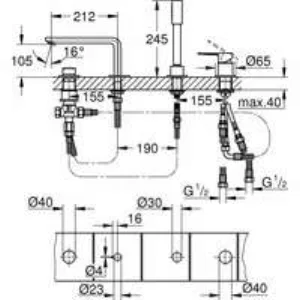 Смеситель для ванны GROHE Lineare на 4 отверстия, хром (19577001) Смеситель для ванны GROHE Lineare на 4 отверстия, хром (19577001)