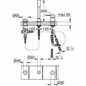 Смеситель для ванны GROHE Lineare на 3 отверстия, хром (19965001) Смеситель для ванны GROHE Lineare на 3 отверстия, хром (19965001)