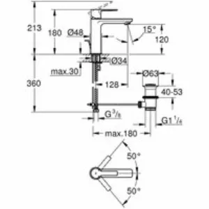 Смеситель для раковины GROHE Lineare с донным клапаном, суперсталь (32114DC1) Смеситель для раковины GROHE Lineare с донным клапаном, суперсталь (32114DC1)