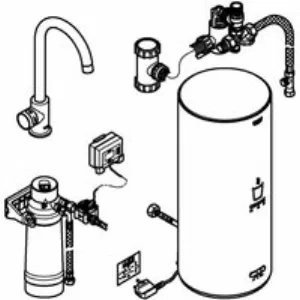 Комплект для кухни GROHE Red Mono с C-образным вентилем, бойлером L-Size и фильтром, хром (30080001) Комплект для кухни GROHE Red Mono с C-образным вентилем, бойлером L-Size и фильтром, хром (30080001)