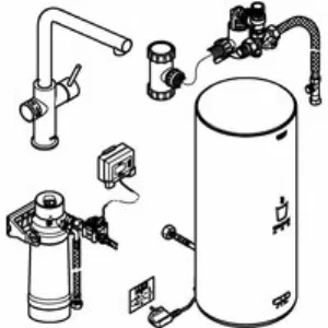 Комплект для кухни GROHE Red Duo с L-образным смесителем, бойлером L-Size и фильтром, хром (30325001) Комплект для кухни GROHE Red Duo с L-образным смесителем, бойлером L-Size и фильтром, хром (30325001)