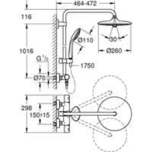 Душевая система GROHE Euphoria System 260 с термостатом для душа, хром (27615001) Душевая система GROHE Euphoria System 260 с термостатом для душа, хром (27615001)