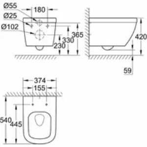 Подвесной унитаз GROHE Euro Ceramic, альпин-белый (39328000) Подвесной унитаз GROHE Euro Ceramic, альпин-белый (39328000)