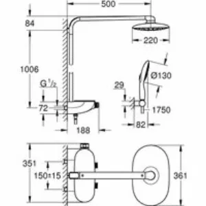 Душевая система GROHE Rainshower System SmartControl 360 MONO с термостатом для душа, белая луна (26361LS0) Душевая система GROHE Rainshower System SmartControl 360 MONO с термостатом для душа, белая луна (26361LS0)