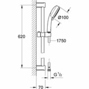 Душевой гарнитур GROHE Tempesta Cosmopolitan 100, 2 режима струи, душевая штанга 600 мм, 5,7 л/мин, хром (2757820E) Душевой гарнитур GROHE Tempesta Cosmopolitan 100, 2 режима струи, душевая штанга 600 мм, 5,7 л/мин, хром (2757820E)