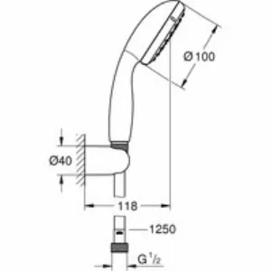 Душевой набор GROHE Tempesta 100, 2 режима, 1250 мм, 9,5 л/мин, хром (26164001) Душевой набор GROHE Tempesta 100, 2 режима, 1250 мм, 9,5 л/мин, хром (26164001)