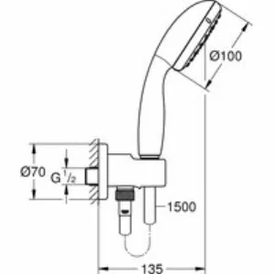 Душевой набор GROHE Tempesta 100, 2 режима, 1500 мм, 5,6 л/мин, хром (26406001) Душевой набор GROHE Tempesta 100, 2 режима, 1500 мм, 5,6 л/мин, хром (26406001)