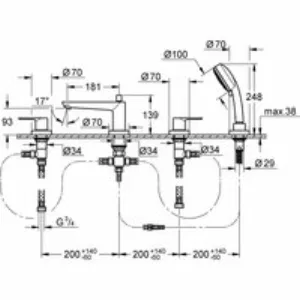 Смеситель для ванны GROHE BauLoop, хром (2511900A) Смеситель для ванны GROHE BauLoop, хром (2511900A)