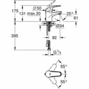 Смеситель для раковины GROHE Euroeco с цепочкой, S-size, хром (32881000) Смеситель для раковины GROHE Euroeco с цепочкой, S-size, хром (32881000)