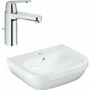 Раковина GROHE Euro Ceramic + Смеситель для раковины GROHE Eurosmart Cosmopolitan с донным клапаном (NC0004)