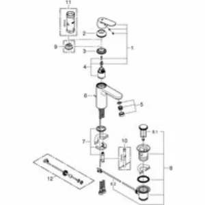 Раковина GROHE Euro Ceramic + Смеситель для раковины GROHE Eurosmart Cosmopolitan с донным клапаном (NC0004) Раковина GROHE Euro Ceramic + Смеситель для раковины GROHE Eurosmart Cosmopolitan с донным клапаном (NC0004)