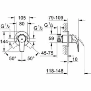 Готовый комплект для гигиенического душа скрытого монтажа GROHE BauCurve, хром (NH0002) Готовый комплект для гигиенического душа скрытого монтажа GROHE BauCurve, хром (NH0002)