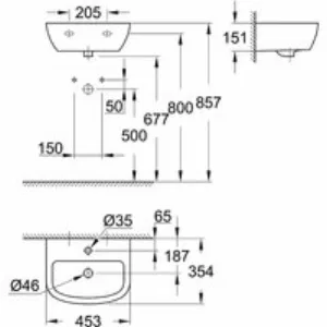 Мини-раковина GROHE Bau Ceramic 45 см, альпин-белый (39424000) Мини-раковина GROHE Bau Ceramic 45 см, альпин-белый (39424000)
