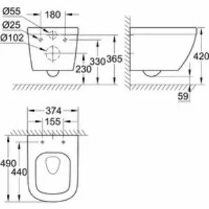 Унитаз подвесной компактный GROHE Euro Ceramic, альпин-белый (3920600H) Унитаз подвесной компактный GROHE Euro Ceramic, альпин-белый (3920600H)