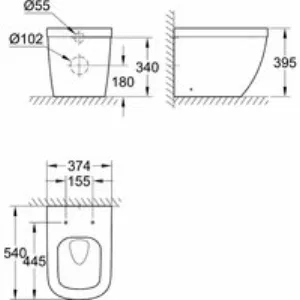 Унитаз напольный приставной GROHE Euro Ceramic, альпин-белый (3933900H) Унитаз напольный приставной GROHE Euro Ceramic, альпин-белый (3933900H)