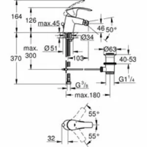 Смеситель для биде GROHE Eurosmart с донным клапаном, S-size, хром (23789002) Смеситель для биде GROHE Eurosmart с донным клапаном, S-size, хром (23789002)