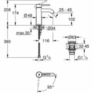 Смеситель для раковины GROHE Essence с донным клапаном, S-size, хром (23797001) Смеситель для раковины GROHE Essence с донным клапаном, S-size, хром (23797001)