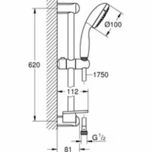 Душевой гарнитур GROHE Tempesta 100 с мыльницей, 3 режима струи, душевая штанга 600 мм, 9,5 л/мин, хром (27600001) Душевой гарнитур GROHE Tempesta 100 с мыльницей, 3 режима струи, душевая штанга 600 мм, 9,5 л/мин, хром (27600001)